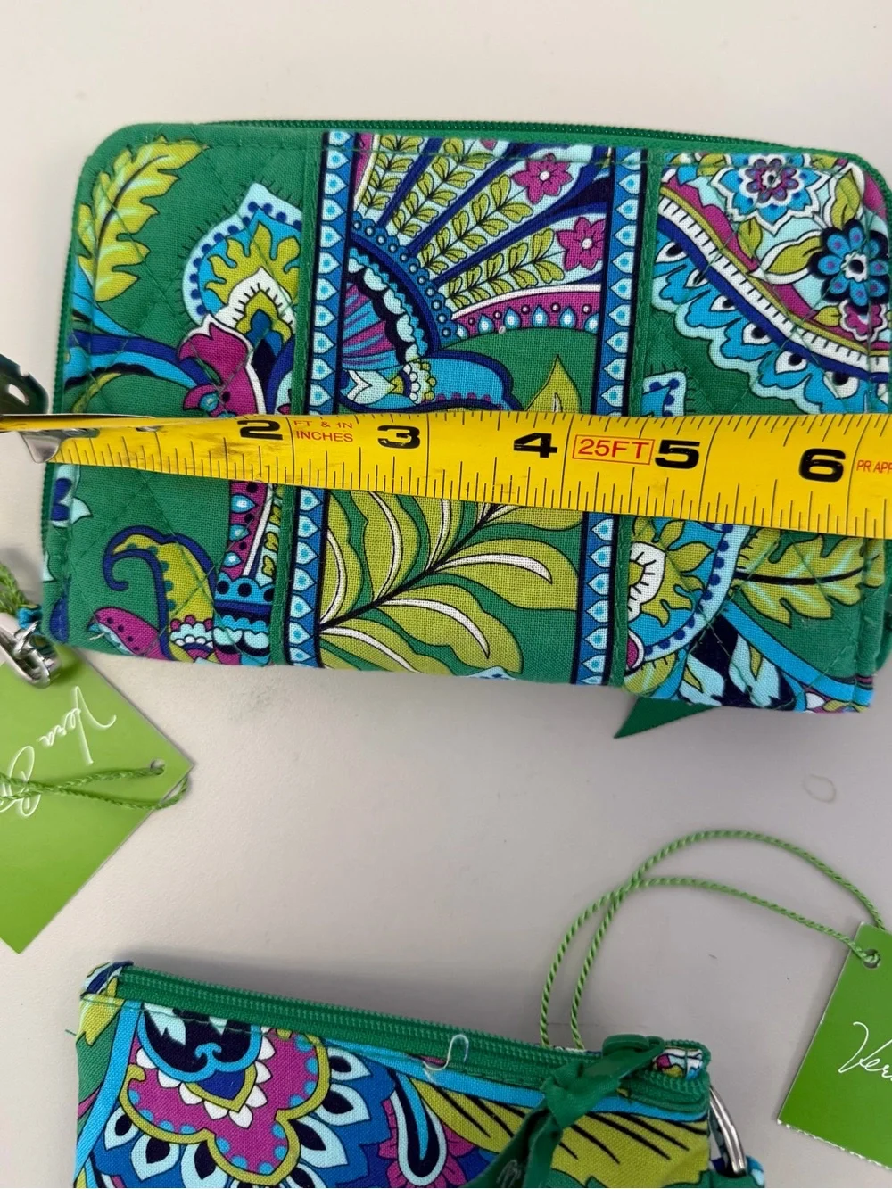NWT Vera Bradley Emerald Paisley Quilted Wallet & ID Case Set